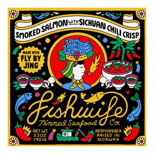 Fishwife Smoked Atlantic Salmon with Sichuan Chili Crisp 3.2 oz. Can - 36/Case