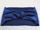 Ruffled Ice Crushed Velvet Chair Bands Navy Blue 8x13