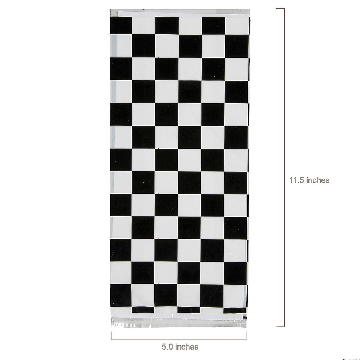 5" x 11 1/2" Black and White Checkered Cellophane Bags - 12 Pc.