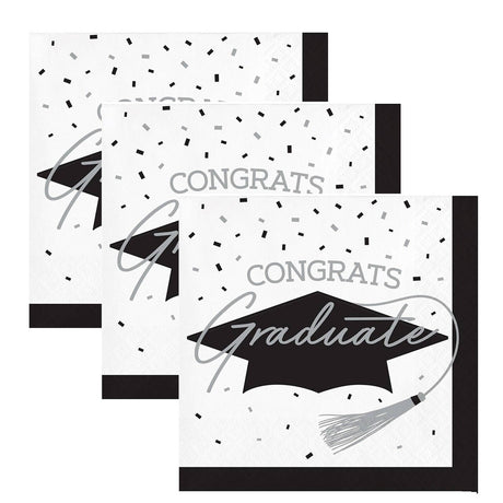Creative Converting School Spirit White Graduation Dinner Napkins – 108ct