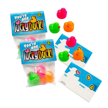 5 1/2" Mini Neon Ducks – Lucky Duck Exchange Packs (12 Pieces)