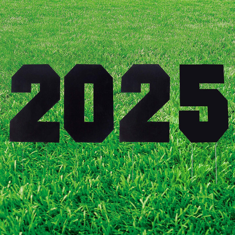12 1/2" x 25" 2025 Black Plastic Outdoor Yard Signs – Set of 4