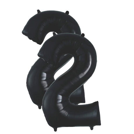 34" Black Number 2 Shaped Mylar Balloon – Fun and Festive for Any Occasion