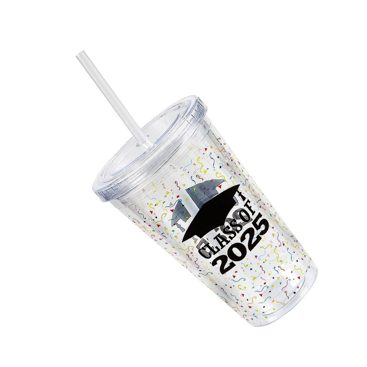 16 oz Class of 2025 Reusable BPA-Free Plastic Tumbler with Lid & Straw