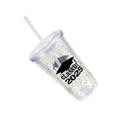 16 oz Class of 2025 Reusable BPA-Free Plastic Tumbler with Lid & Straw