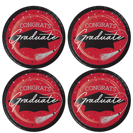 Creative Converting School Spirit Red Graduation Dessert Paper Plates 54 Count
