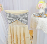 Ruffled Crushed Velvet Chair Bands Silver