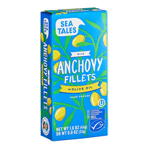 Sea Tales Anchovy Fillets in Olive Oil 1.6 oz. Can - 12/Case