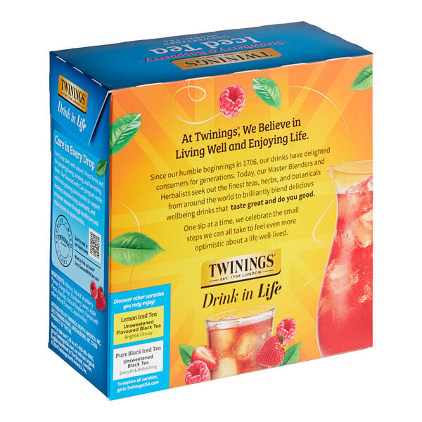 Twinings Unsweetened Strawberry and Raspberry Herbal Iced Tea Bags - 432/Case