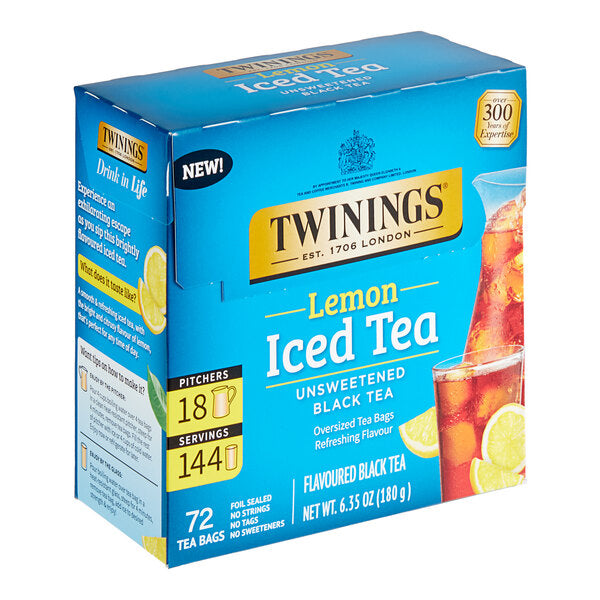 Twinings Unsweetened Black Lemon Iced Tea Bags - 432/Case