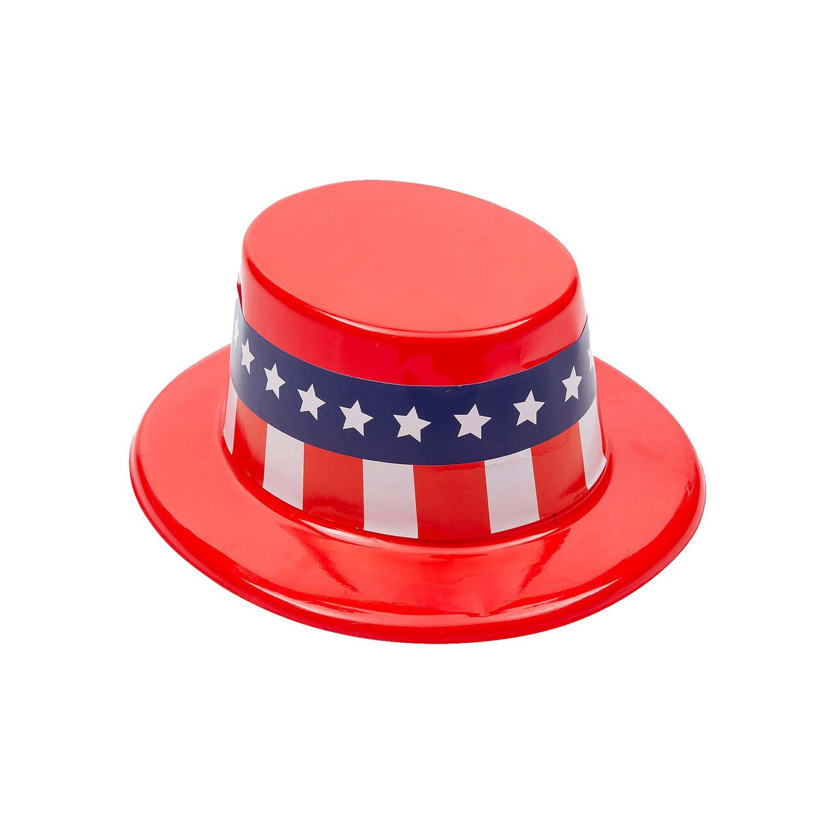 9 1/2" x 11 1/2" Patriotic Red, White & Blue Plastic Top Hats 12 Pieces