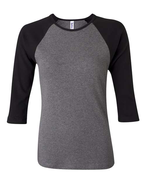 BELLA + CANVAS Women's 1x1 Baby Rib Raglan Three-Quarter Sleeve Tee