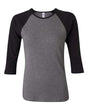 BELLA + CANVAS Women's 1x1 Baby Rib Raglan Three-Quarter Sleeve Tee