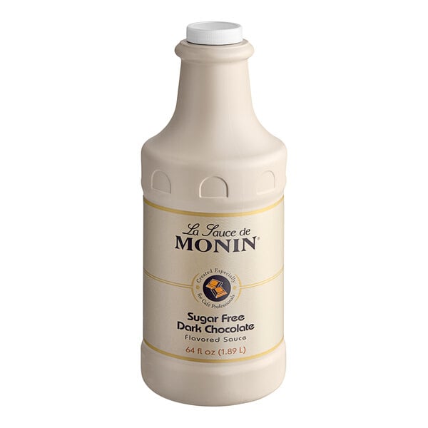 Monin Sugar-Free Dark Chocolate Flavoring Sauce 64 fl. oz. - 4/Case