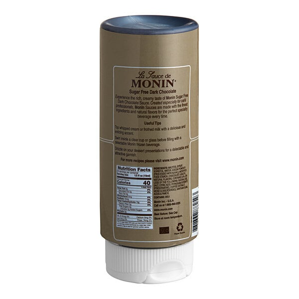 Monin Sugar-Free Dark Chocolate Flavoring Sauce 12 fl. oz. - 6/Case