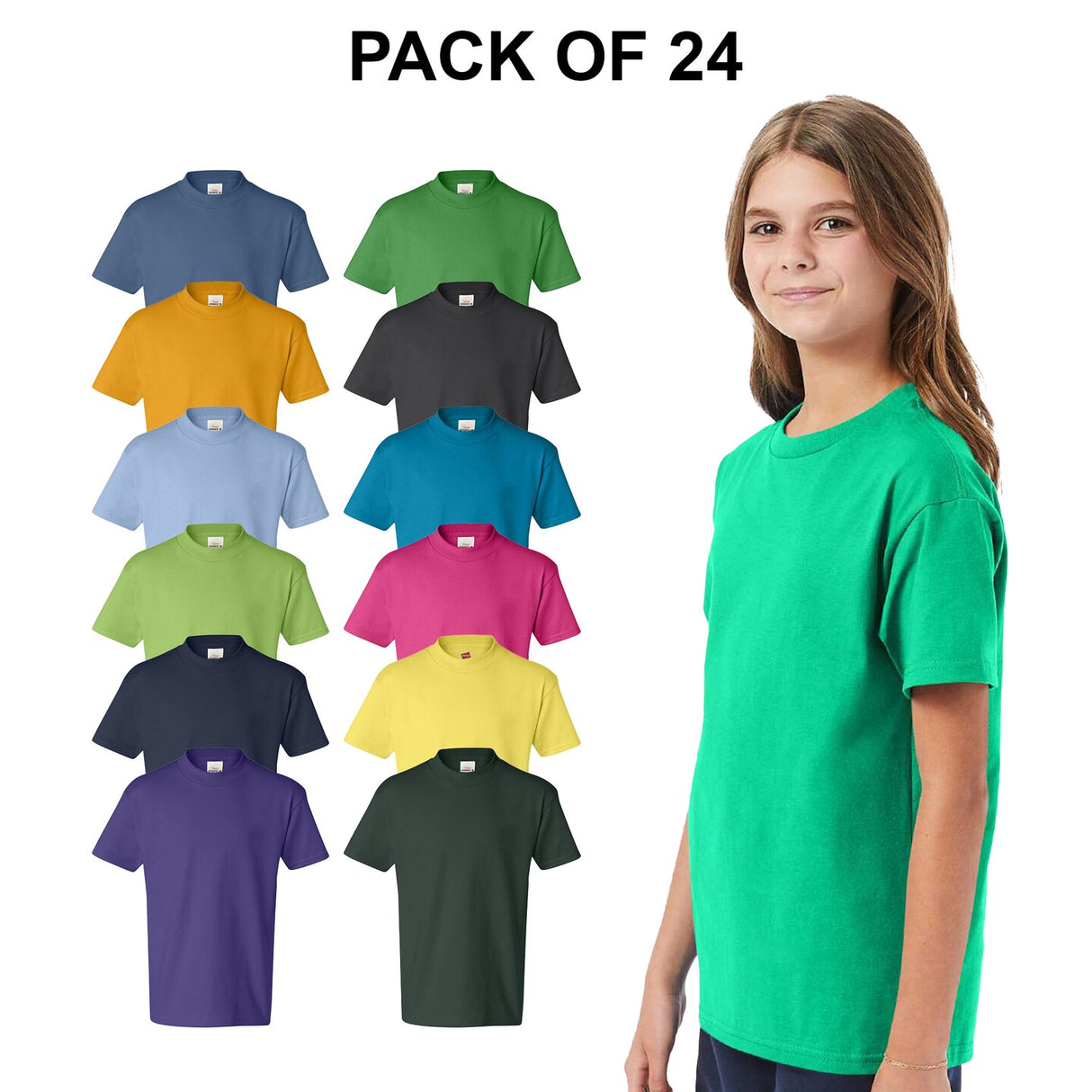 24 Packs: Hanes® Authentic Youth T-Shirts