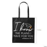 15" x 17" Large Religious Graduation Black Nonwoven Tote Bags - 12 Pc.