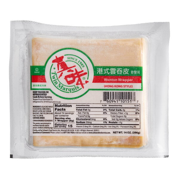 Twin Marquis 3 1/2" Square Hong Kong-Style Wonton Wrappers 14 oz. - 16/Case