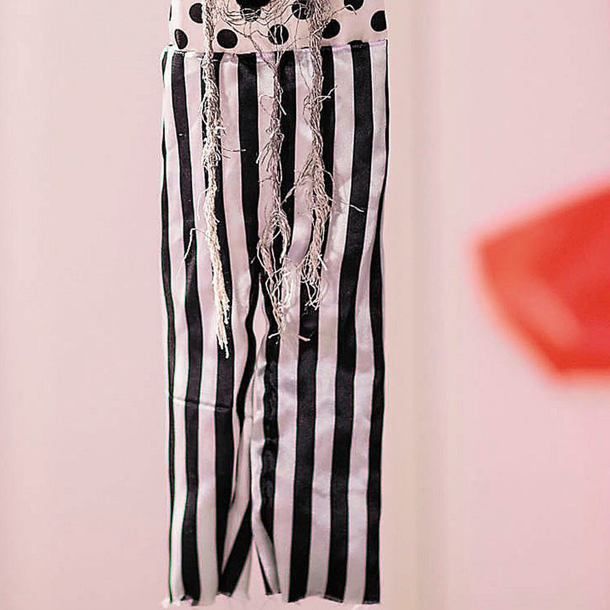 19 3/4" Hanging Black and White Clown with Black Hair Halloween Decoration