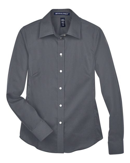 Devon & Jones® Women’s Solid Stretch Twill Woven Dress Shirt Non-Iron Professional Shirting with Flattering Fit