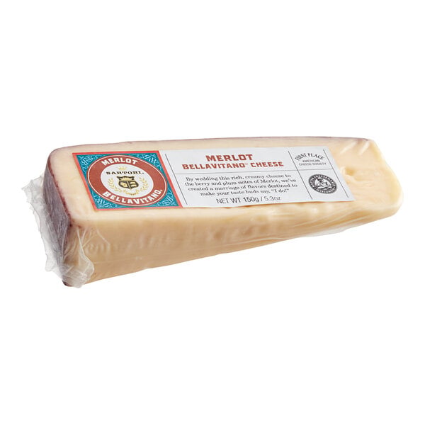 Sartori Merlot BellaVitano Cheese 5.3 oz. Wedge - 12/Case