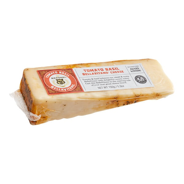 Sartori Tomato Basil BellaVitano Cheese 5.3 oz. Wedge - 12/Case