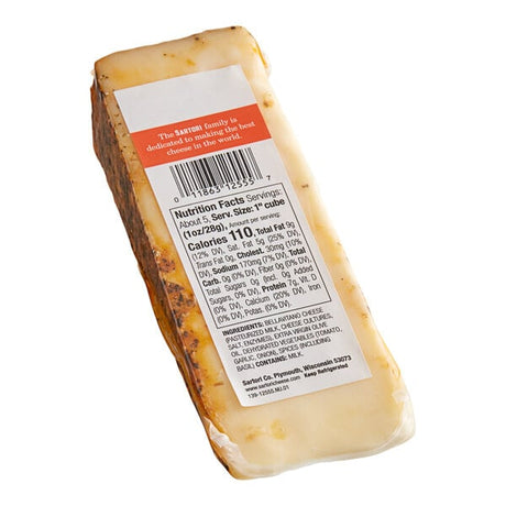 Sartori Tomato Basil BellaVitano Cheese 5.3 oz. Wedge - 12/Case