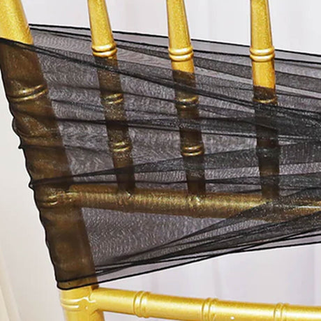 10 Pieces Black Organza Chair Sashes 8"x108" Elegant Sheer Chair Decor for Weddings & Events