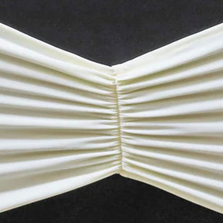 10 Pieces Ivory Ruffled Spandex Chair Bands for Classic Event Elegance 8x13 inches