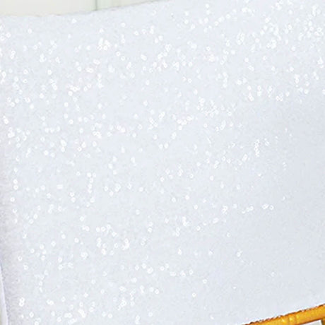 1 Piece White Sequin Spandex Chair Cap 13.5 Inch by 10 Inch Wedding Decor