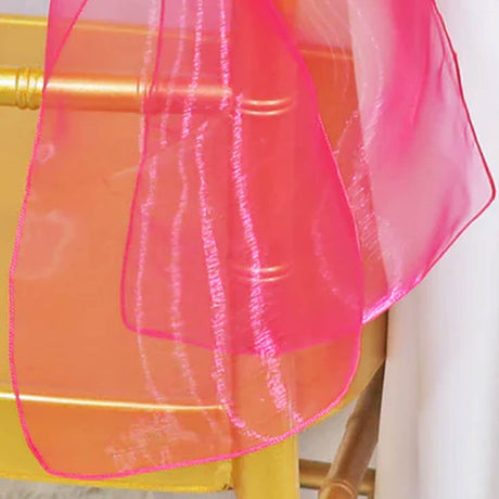 10 Pieces Fuchsia Organza Chair Sashes 8"x108" Sheer Chair Decor for Wedding & Events