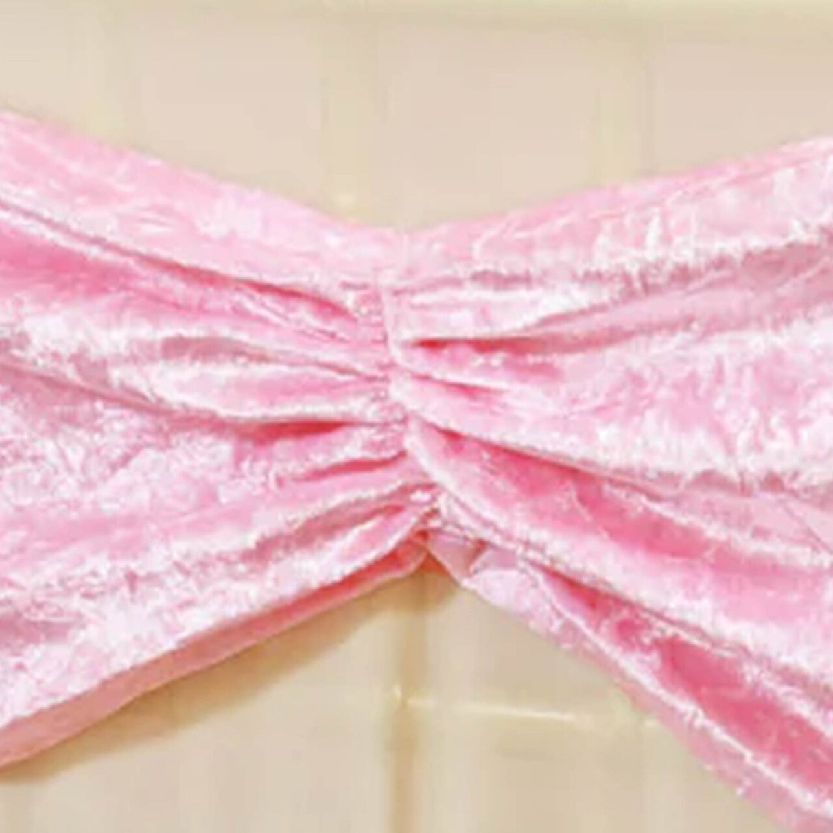 10 Pieces Pink Ruffled Ice Crushed Velvet Chair Bands for Elegant Event Styling 8x13 inches