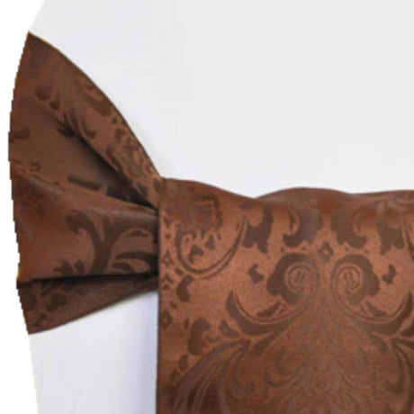 10 Pieces Premium Chocolate Floral Damask Jacquard Chair Sashes 7.5 x 108 Inches