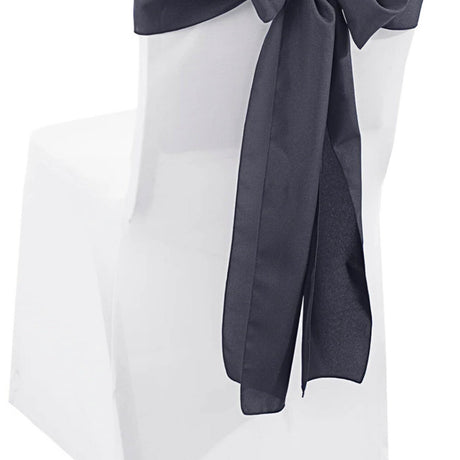 10 Pieces Pewter Charcoal Polyester Chair Sashes, Sleek Wrinkle Free Event Styling 8"x108"