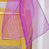10 Pieces Purple Organza Chair Sashes 8"x108" Sheer Elegant Event Decorations