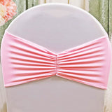 10 Pieces Pink Ruffled Spandex Chair Bands for Charming Event Decor 8x13 inches