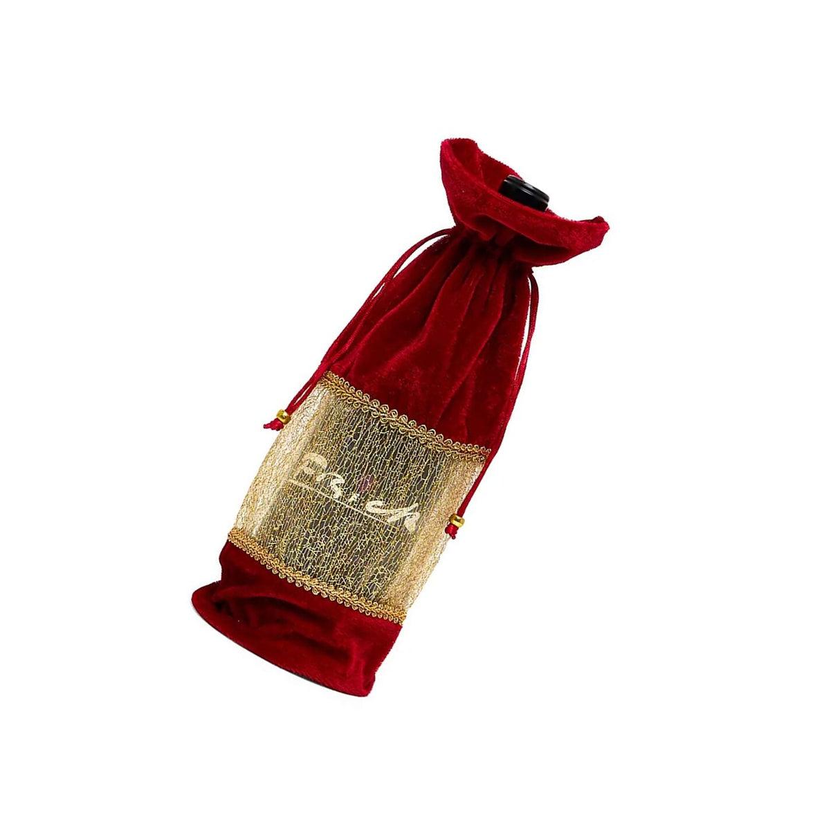 Velvet Red Wine Gift Bag 3 1/2'' x 6'' x 13 3/4''