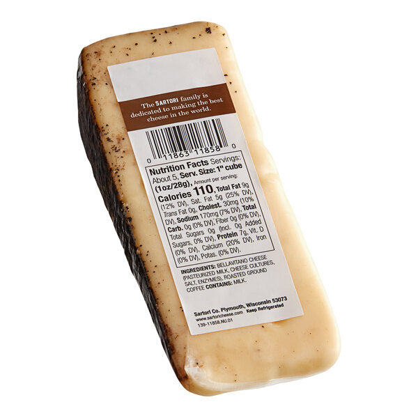 Sartori Espresso BellaVitano Cheese 5.3 oz. Wedge - 12/Case