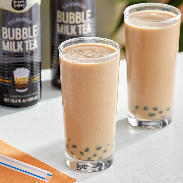 Evergreen Ready-to-Drink Brown Sugar Bubble Tea 16.2 fl. oz. - 24/Case