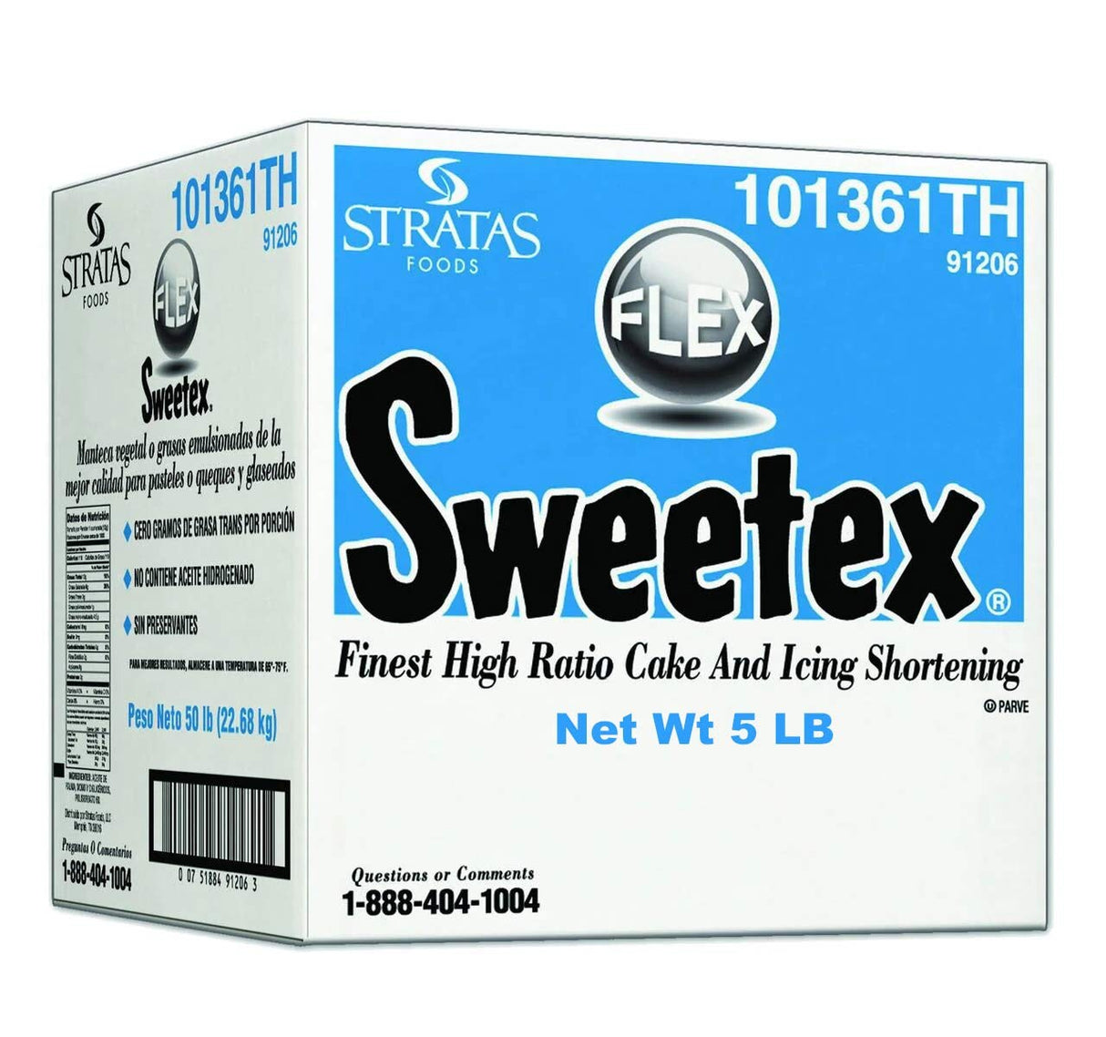 Sweetex 5 LB High Ratio Shortening for Cakes and Icings – Smooth, White, Trans Fat-Free Base