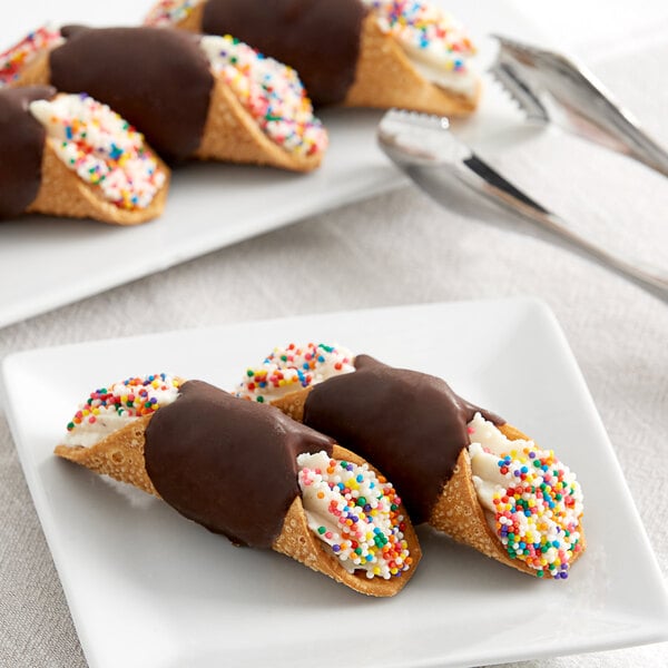 Vaccaro's Desserts Mini Chocolate Cannoli Shell 0.54 oz. - 48/Case