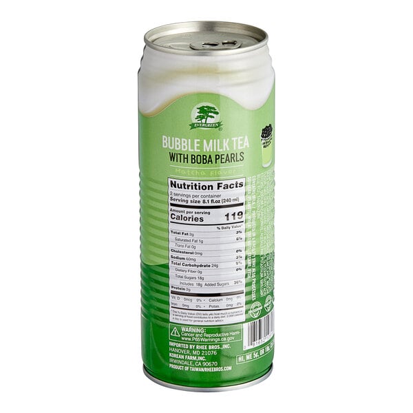 Evergreen Ready-to-Drink Matcha Bubble Tea 16.2 fl. oz. - 24/Case