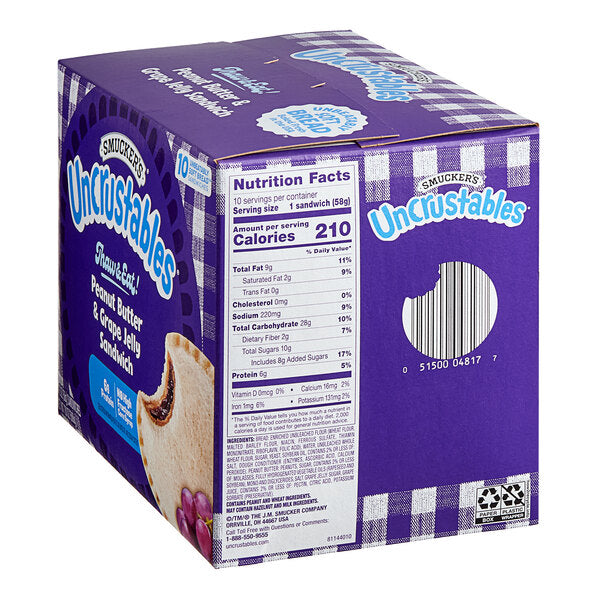 Smucker's Uncrustables Grape Jelly and Peanut Butter Sandwich 2 oz. - 60/Case