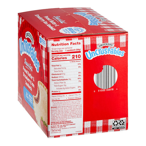 Smucker's Uncrustables Strawberry Jam and Peanut Butter Sandwich 2 oz. - 60/Case