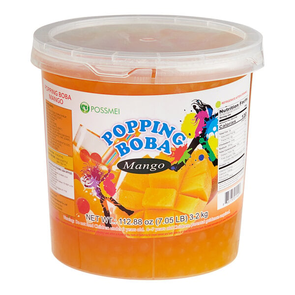 Possmei Mango Popping Boba 7.05 lb. - 4/Case
