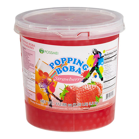 Possmei Strawberry Popping Boba 7.05 lb. - 4/Case