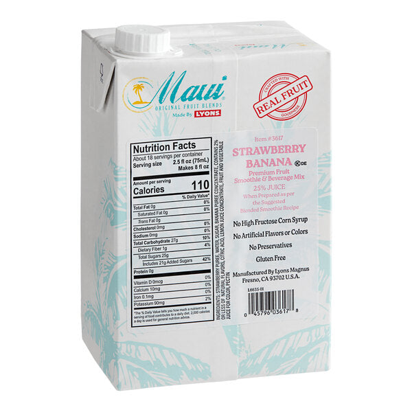 Maui by Lyons Strawberry Banana Smoothie Mix 46 fl. oz. - 6/Case