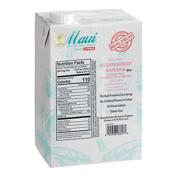 Maui by Lyons Strawberry Banana Smoothie Mix 46 fl. oz. - 6/Case