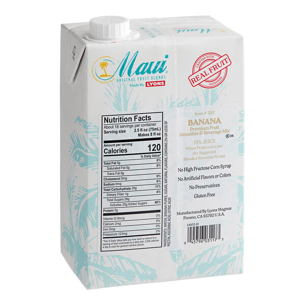 Maui by Lyons Banana Smoothie Mix 46 fl. oz. - 6/Case