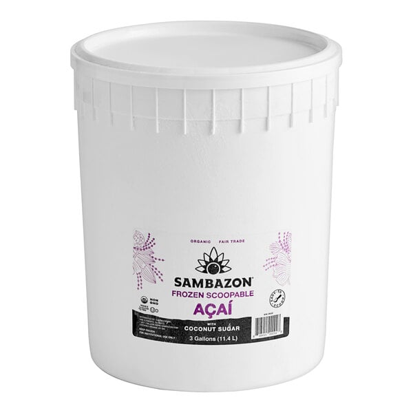 Sambazon Organic Acai Select Blend Sorbet with Coconut Sugar 3 Gallon